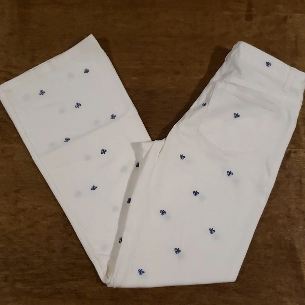 Ralph Lauren White Embroidered Cotton Pants Youth 16